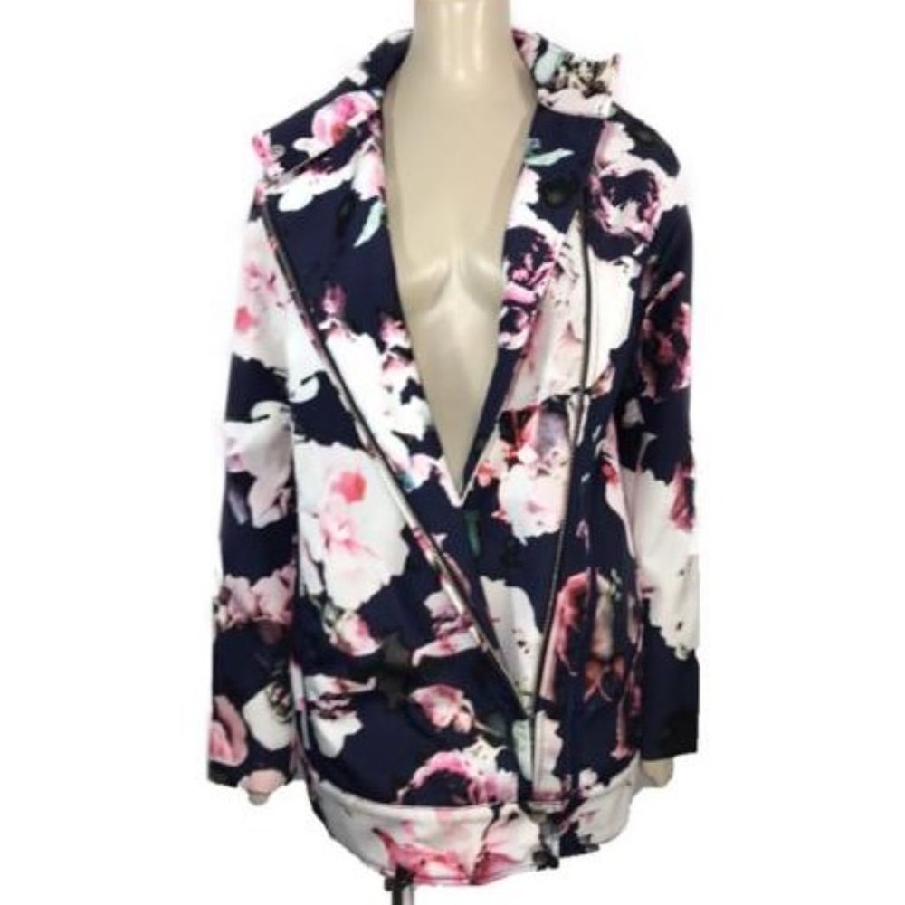 FINDERS KEEPERS Jacket, exclusive print floral multicolor/navy base, Sz S, NWT